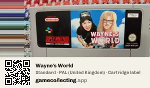 Wayne's World Super Nintendo Entertainment System, PAL cartridge label