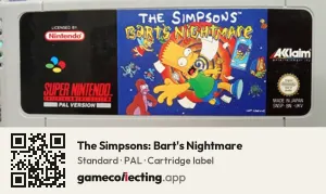 The Simpsons: Bart's Nightmare Super Nintendo Entertainment System, PAL cartridge label