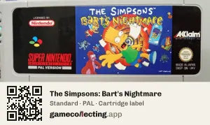 The Simpsons: Bart's Nightmare Super Nintendo Entertainment System, PAL cartridge label