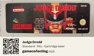 Judge Dredd Super Nintendo Entertainment System, PAL cartridge label