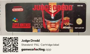 Judge Dredd Super Nintendo Entertainment System, PAL cartridge label
