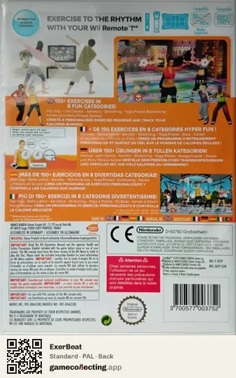 ExerBeat Nintendo Wii, PAL box back