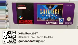 X-Kaliber 2097 Super Nintendo Entertainment System, PAL cartridge label