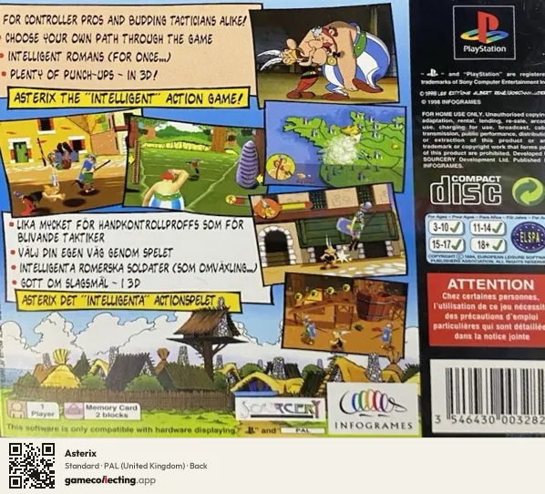 Asterix PlayStation, United Kingdom box back