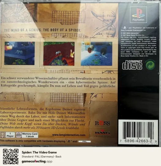 Spider: The Video Game PlayStation, Germany box back