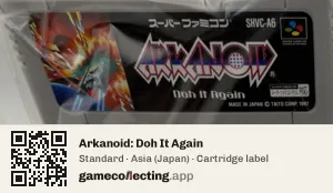 Arkanoid: Doh It Again Super Nintendo Entertainment System, Asia cartridge label