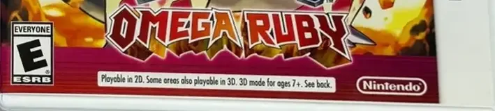 Pokémon Omega Ruby, the ESRB box on its front