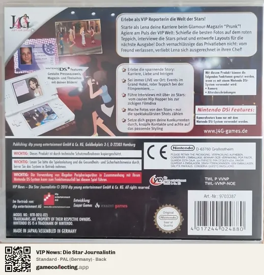 VIP News: Die Star Journalistin Nintendo DS, Germany box back
