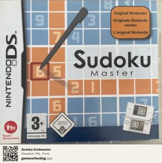 Sudoku Gridmaster Nintendo DS, PAL box front