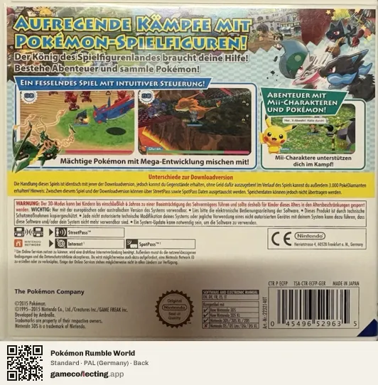 Pokémon Rumble World Nintendo 3DS, Germany box back