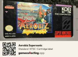 Aerobiz Supersonic Super Nintendo Entertainment System, NTSC cartridge label
