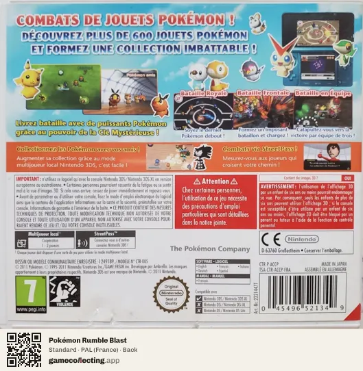 Pokémon Rumble Blast Nintendo 3DS, France box back