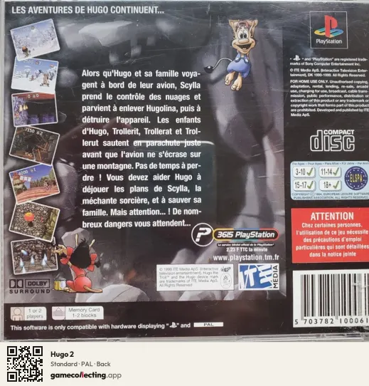 Hugo 2 PlayStation, PAL box back