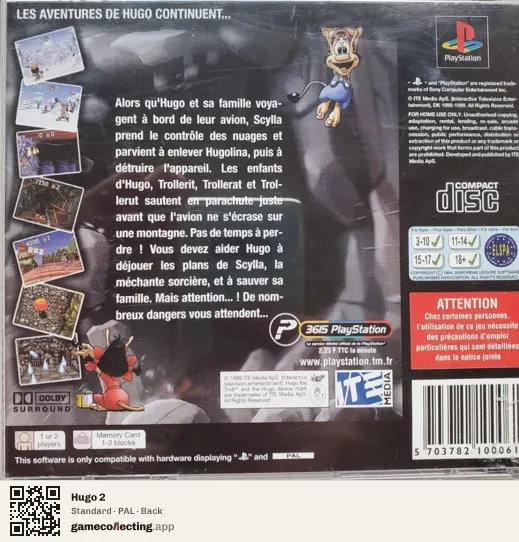 Hugo 2 PlayStation, PAL box back