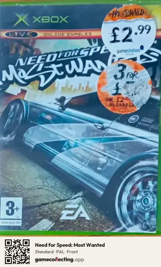 Need for Speed: Most Wanted Xbox, PAL box front