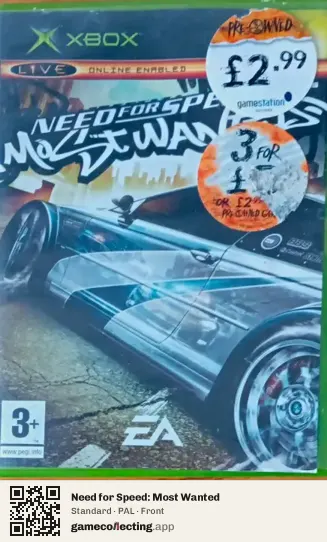 Need for Speed: Most Wanted Xbox, PAL box front