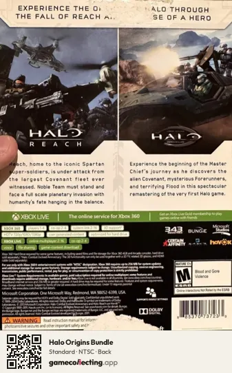 Halo Origins Bundle Xbox 360, NTSC box back