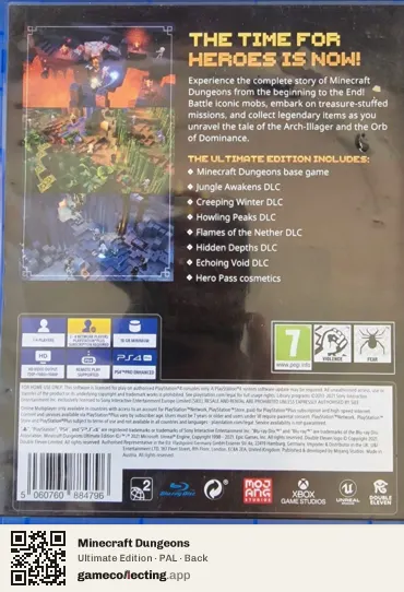 Minecraft Dungeons PlayStation 4, PAL box back