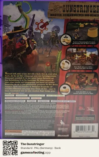 The Gunstringer Xbox 360, Germany box back
