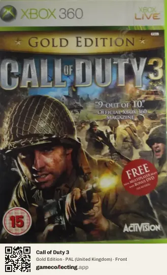 Call of Duty 3 Xbox 360, United Kingdom box front