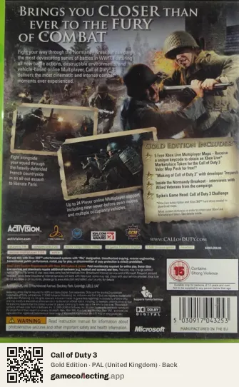 Call of Duty 3 Xbox 360, United Kingdom box back