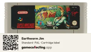 Earthworm Jim Super Nintendo Entertainment System, PAL cartridge label