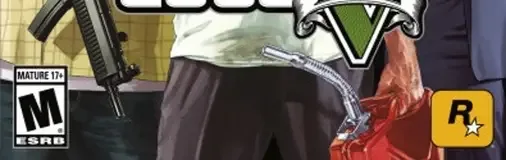 Grand Theft Auto V, the ESRB box on its front
