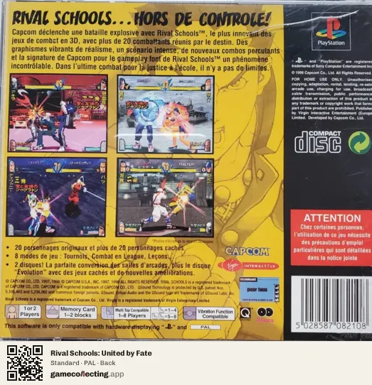 Rival Schools: United by Fate PlayStation, PAL box back