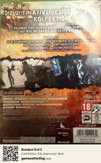 Resident Evil 5 Xbox 360, Germany box back