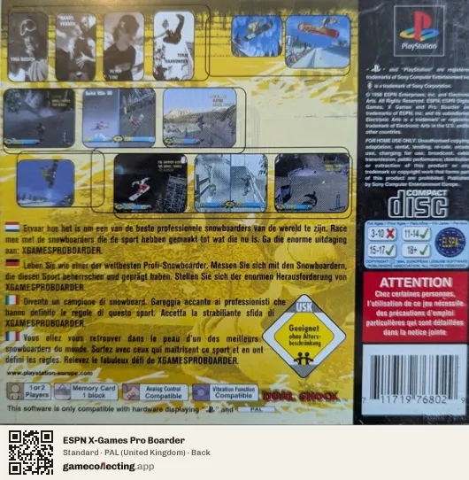 ESPN X-Games Pro Boarder PlayStation, United Kingdom box back