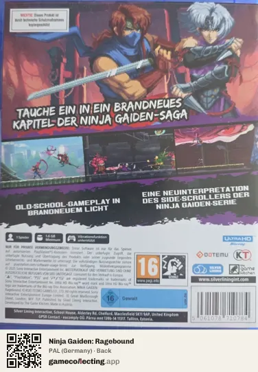 Ninja Gaiden: Ragebound PlayStation 5, Germany box back