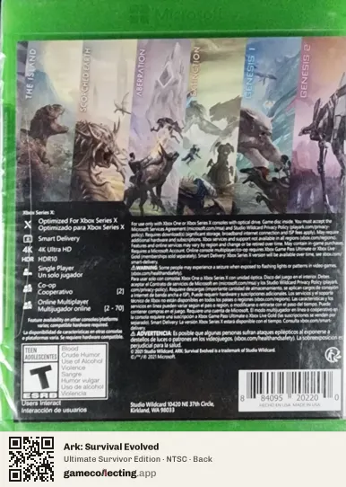 Ark: Survival Evolved Xbox Series X, NTSC box back