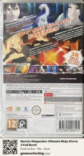 Naruto Shippuden: Ultimate Ninja Storm 3 Full Burst Nintendo Switch, PAL box back