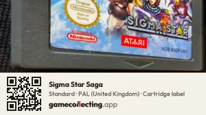 Sigma Star Saga Game Boy Advance, PAL cartridge label