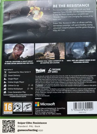 Sniper Elite: Resistance Xbox Series X, PAL box back
