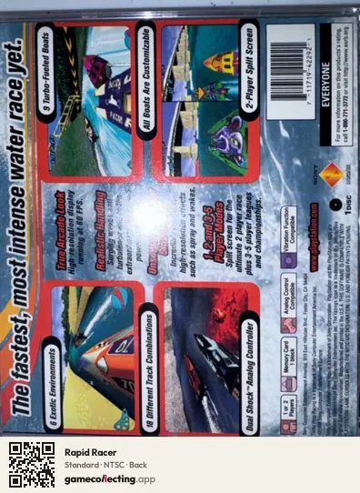 Rapid Racer PlayStation, NTSC box back