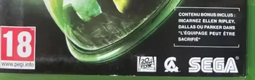 Alien: Isolation, the USK square on its front
