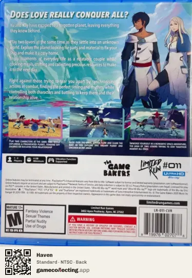 Haven PlayStation 5, NTSC box back