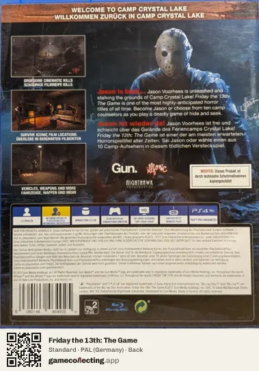 Friday the 13th: The Game PlayStation 4, Germany box back
