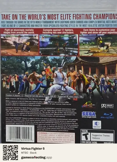 Virtua Fighter 5 PlayStation 3, NTSC box back