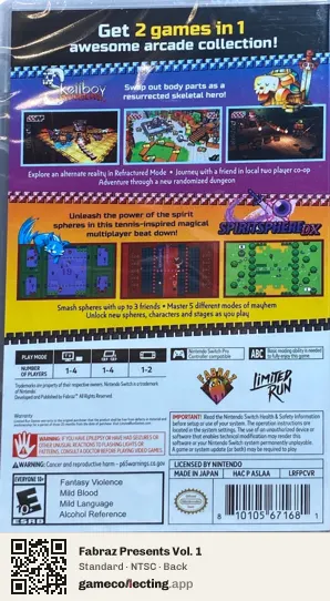 Fabraz Presents Vol. 1 Nintendo Switch, NTSC box back