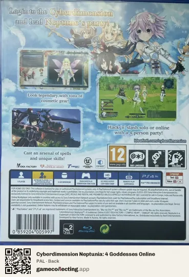 Cyberdimension Neptunia: 4 Goddesses Online PlayStation 4, PAL box back