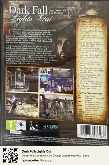 Dark Fall: Lights Out Computer, PAL box back