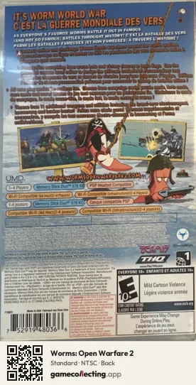 Worms: Open Warfare 2 PlayStation Portable, NTSC box back