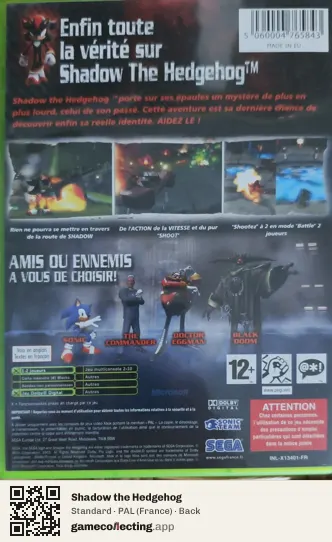 Shadow the Hedgehog Xbox, France box back