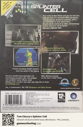 Tom Clancy's Splinter Cell Computer, United Kingdom box back