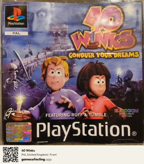40 Winks PlayStation, United Kingdom box front