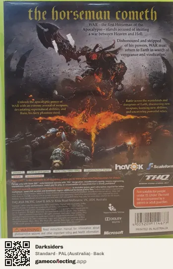 Darksiders Xbox 360, Australia box back