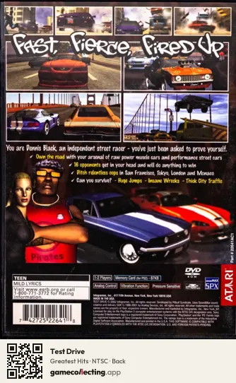 Test Drive PlayStation 2, NTSC box back