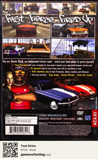 Test Drive PlayStation 2, NTSC box back